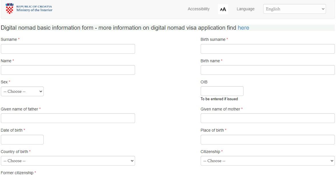 Online application for Croatia digital nomad visa